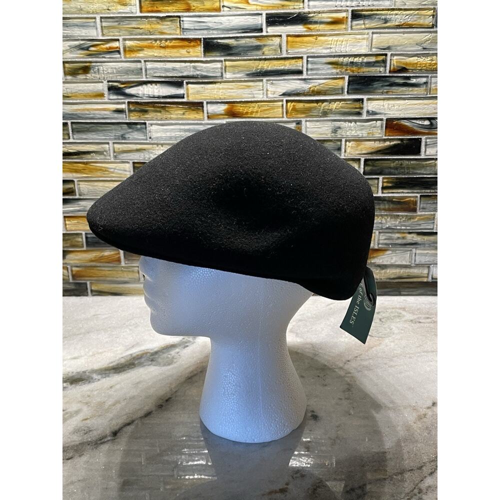 Vintage Lake Of The Isles 100% Wool Cap Hat Black Size L New Old Stock W/ Tags